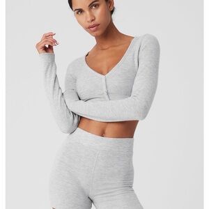 ALO Yoga Heather Gray Cropped Top